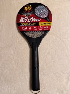 Black Hand Held Bug Zapper - Electric Fly Swatter. 2750 Volts of Power